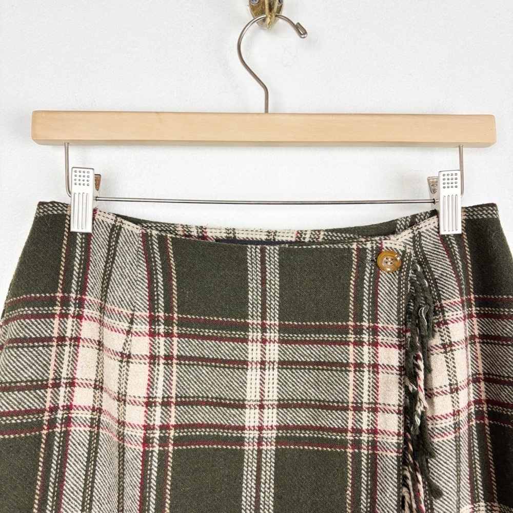 Vintage 90s Bice by Sag Harbor Green Plaid Wool Blend Knee Length Skirt Sz 8 - Picture 3 of 9